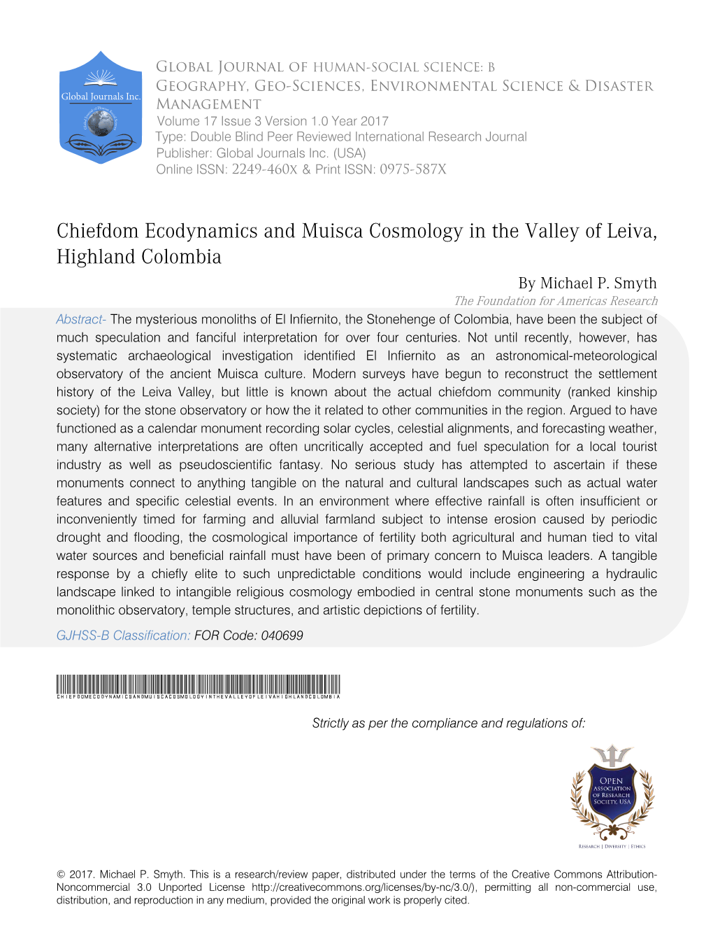 Chiefdom Ecodynamics and Muisca Cosmology in the Valley of Leiva, Highland Colombia by Michael P