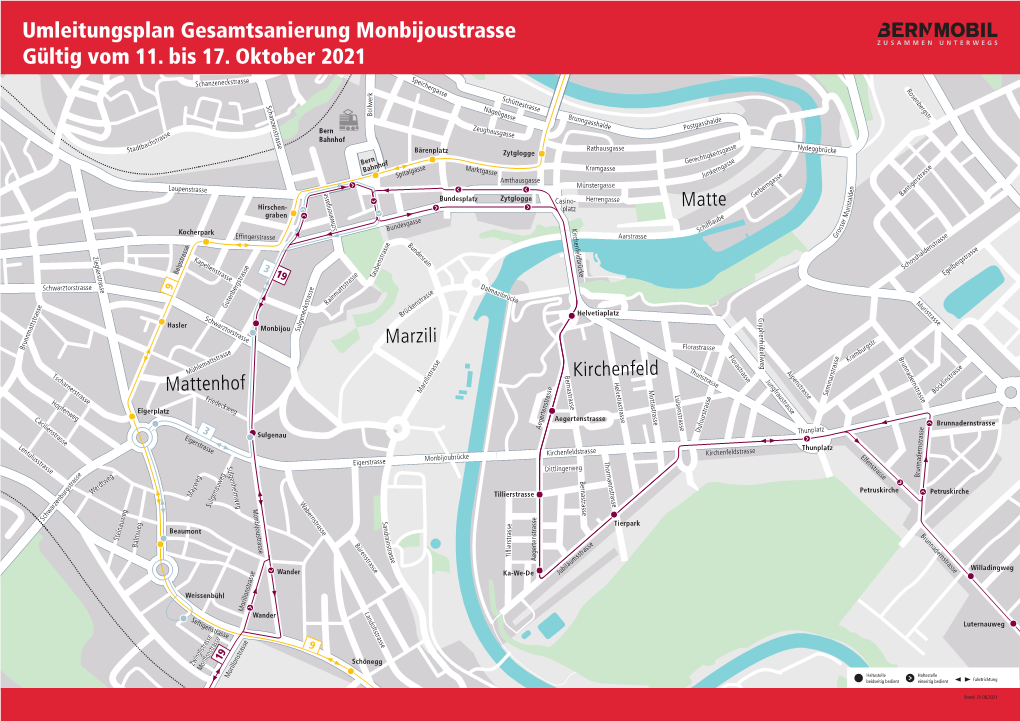 Umleitungsplan Gesamtsanierung Monbijoustrasse Gültig