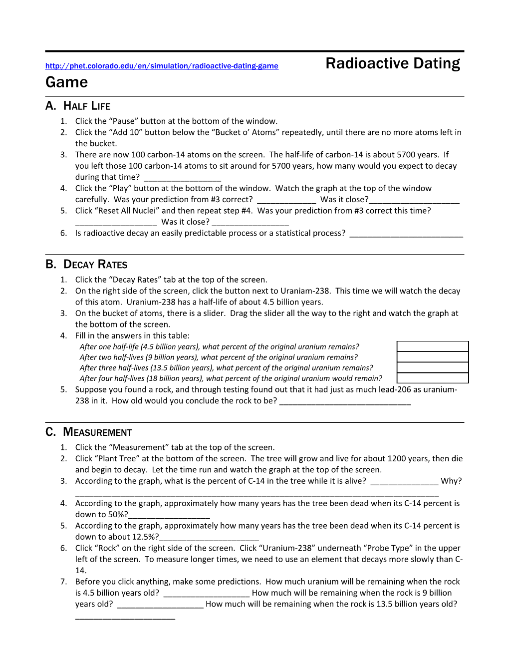 Radioactive Dating Game