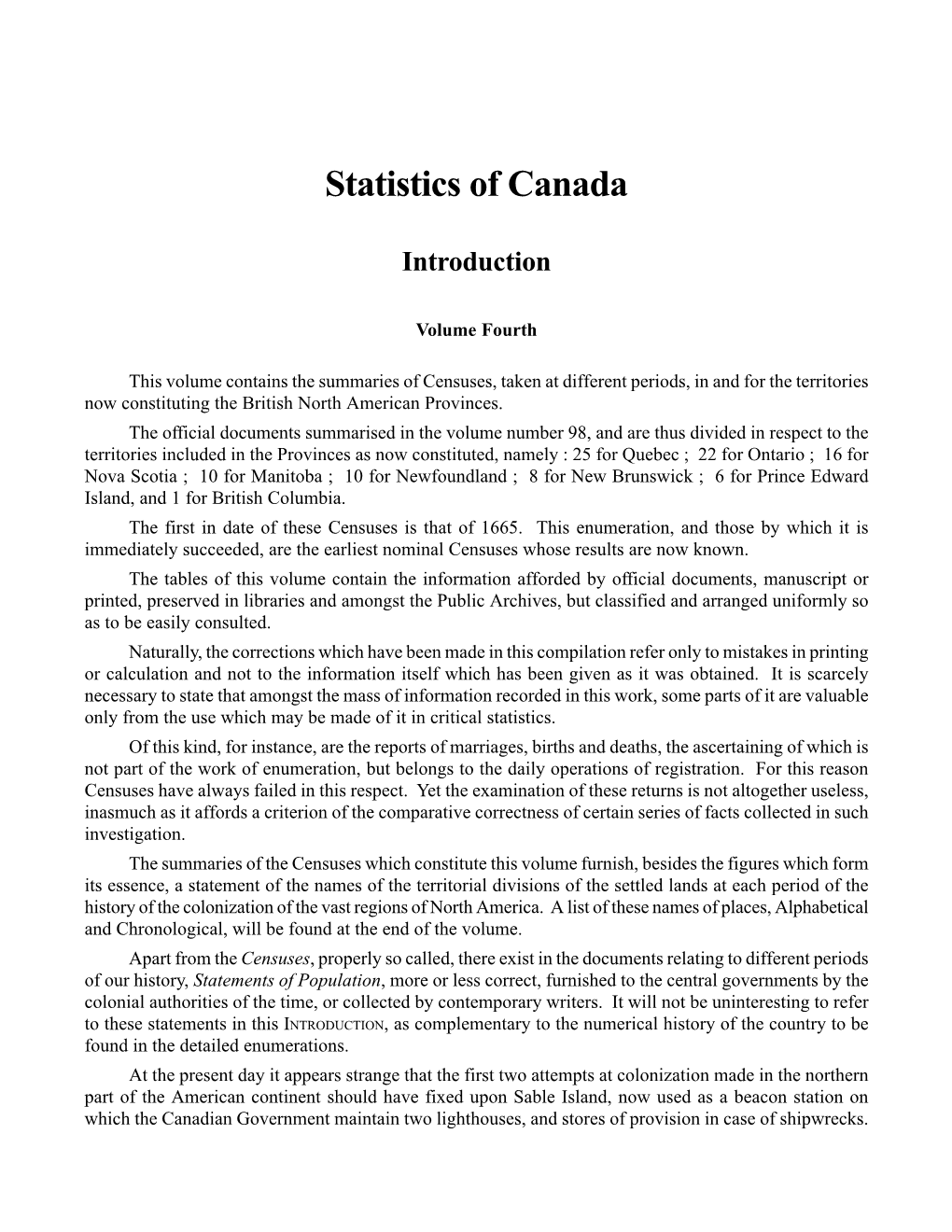 Statistics of Canada Introduction