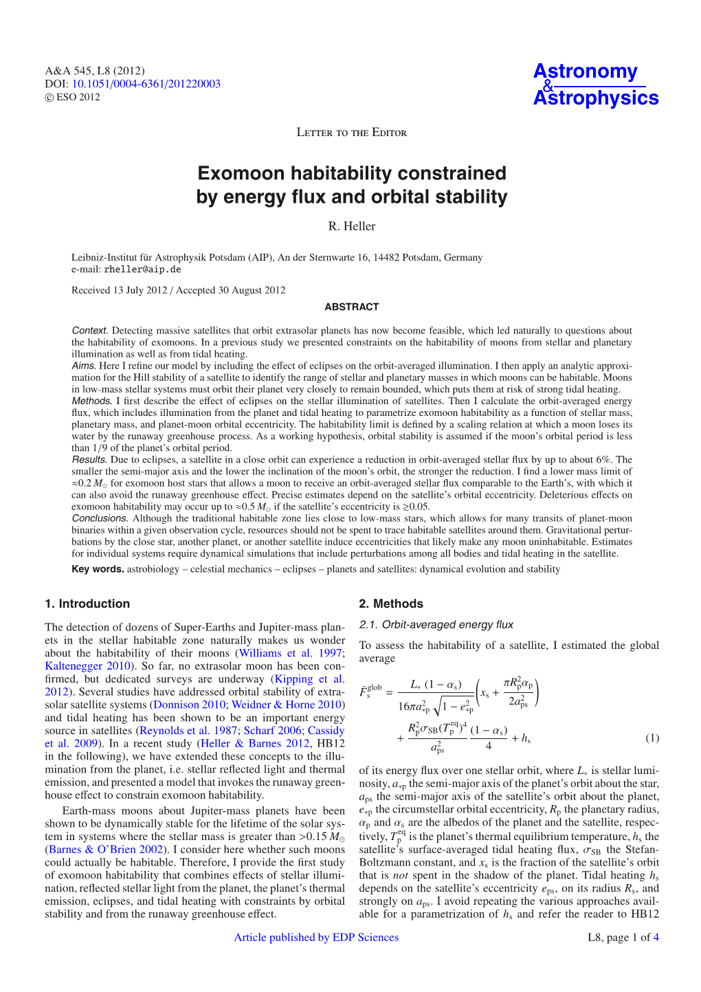 Exomoon Habitability Constrained by Energy Flux and Orbital Stability