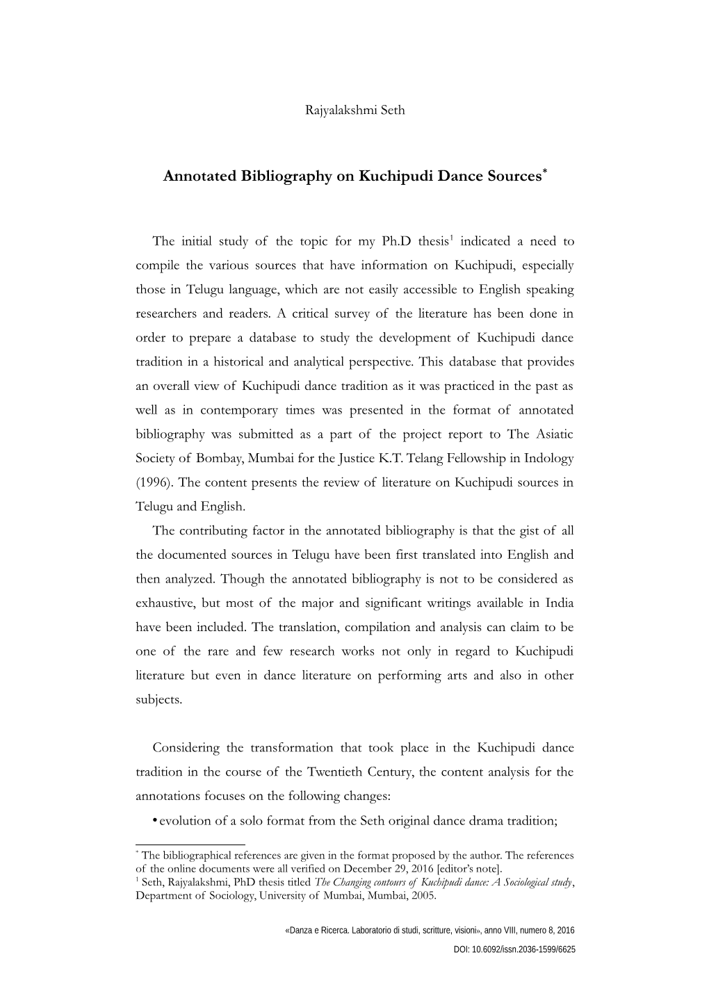 Annotated Bibliography on Kuchipudi Dance Sources*