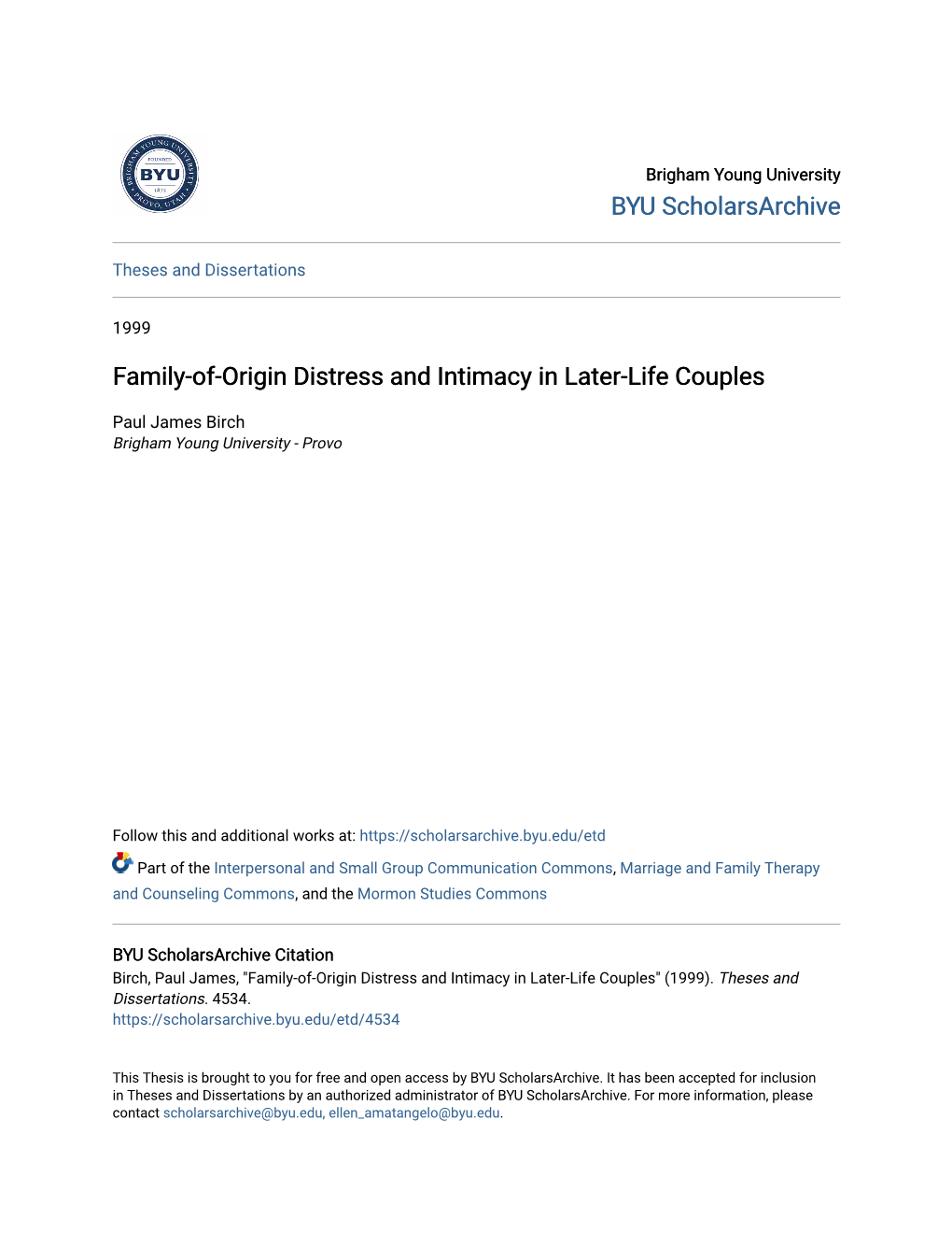 Family-Of-Origin Distress and Intimacy in Later-Life Couples