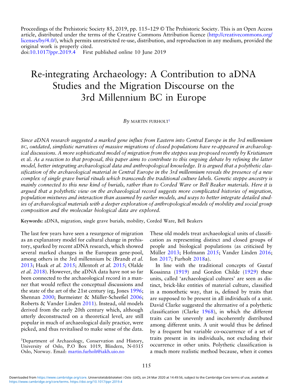 A Contribution to Adna Studies and the Migration Discourse on the 3Rd Millennium BC in Europe