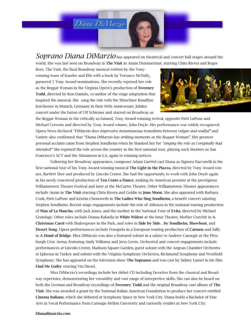 Soprano Diana Dimarziohas Appeared on Theatrical and Concert Hall