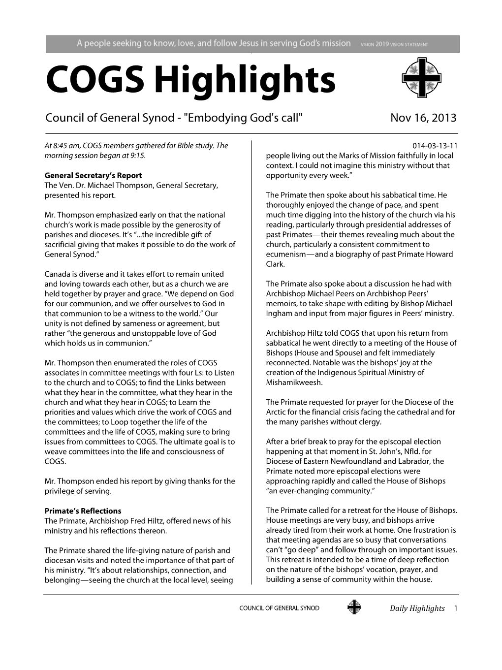 COGS Highlights