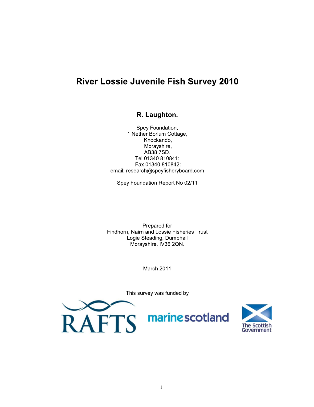 River Lossie Juvenile Fish Survey 2010