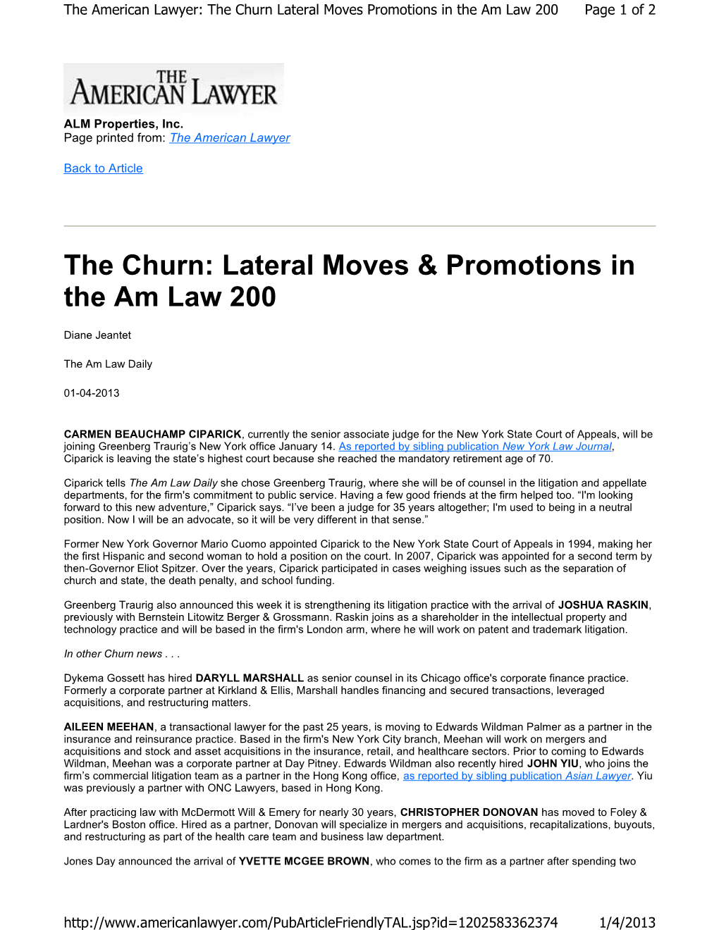 The Churn: Lateral Moves & Promotions in the Am Law