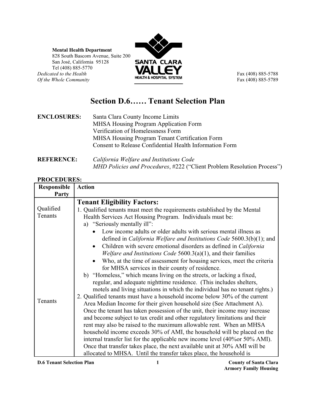 MP AFH D6 Tenant Selection Plan Draft