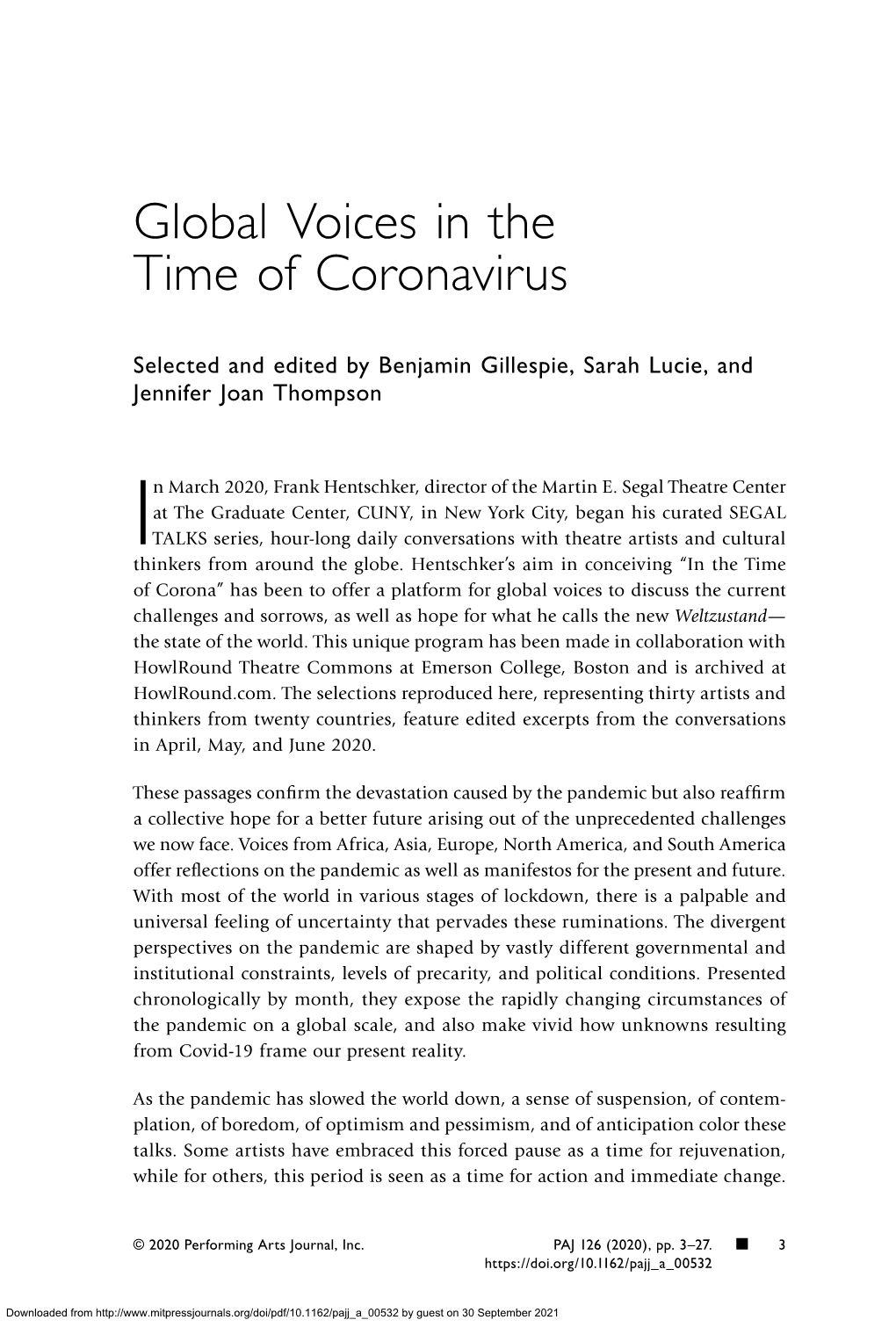 Global Voices in the Time of Coronavirus