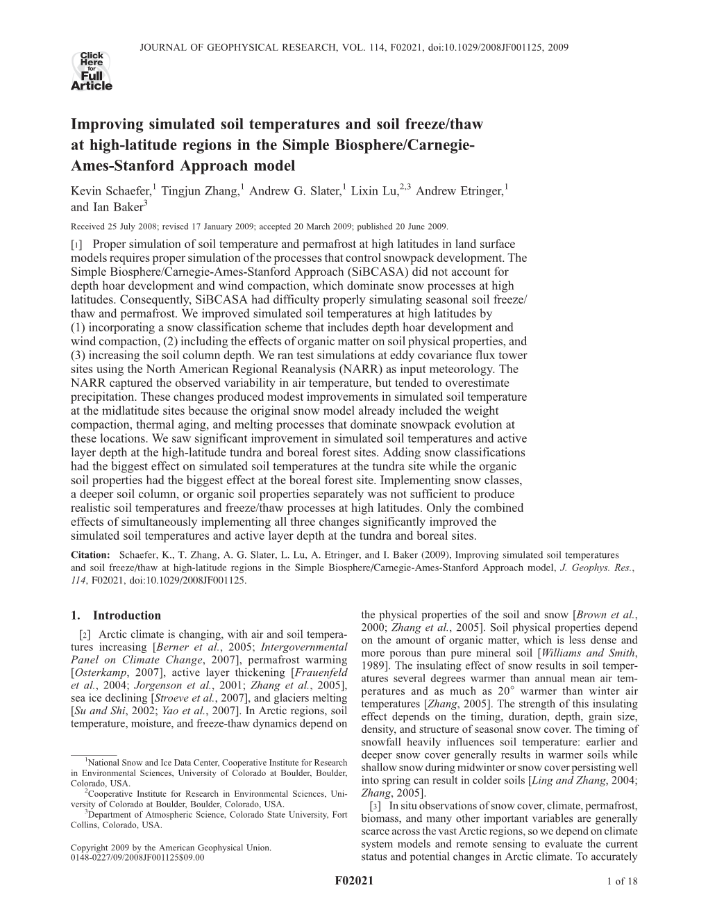 Improving Simulated Soil Temperatures and Soil Freeze/Thaw at High-Latitude Regions in the Simple Biosphere/Carnegie