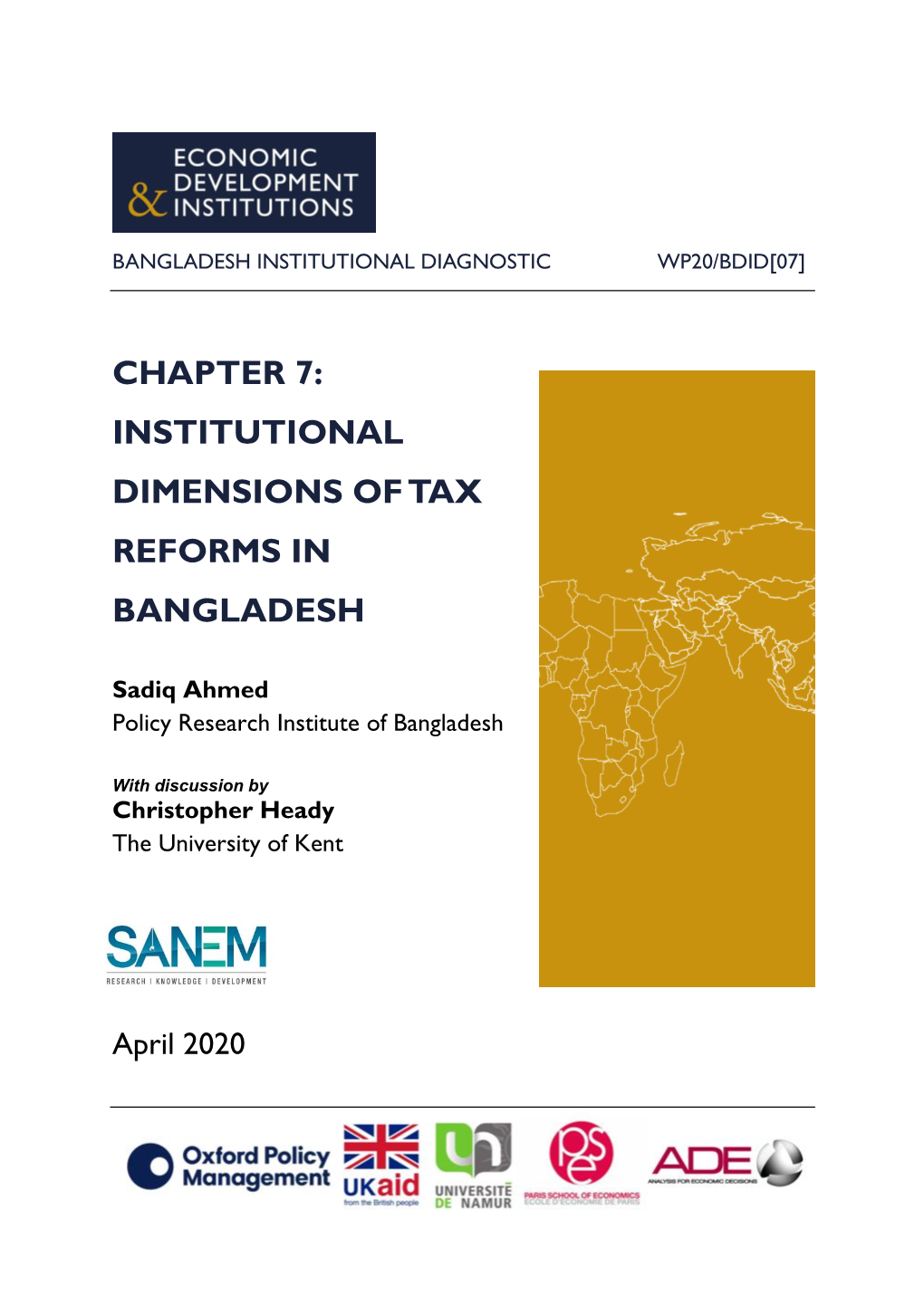 Chapter 7: Institutional Dimensions of Tax Reforms in Bangladesh