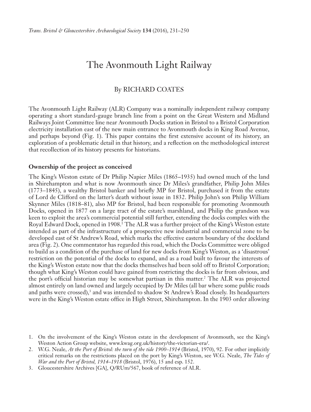 The Avonmouth Light Railway