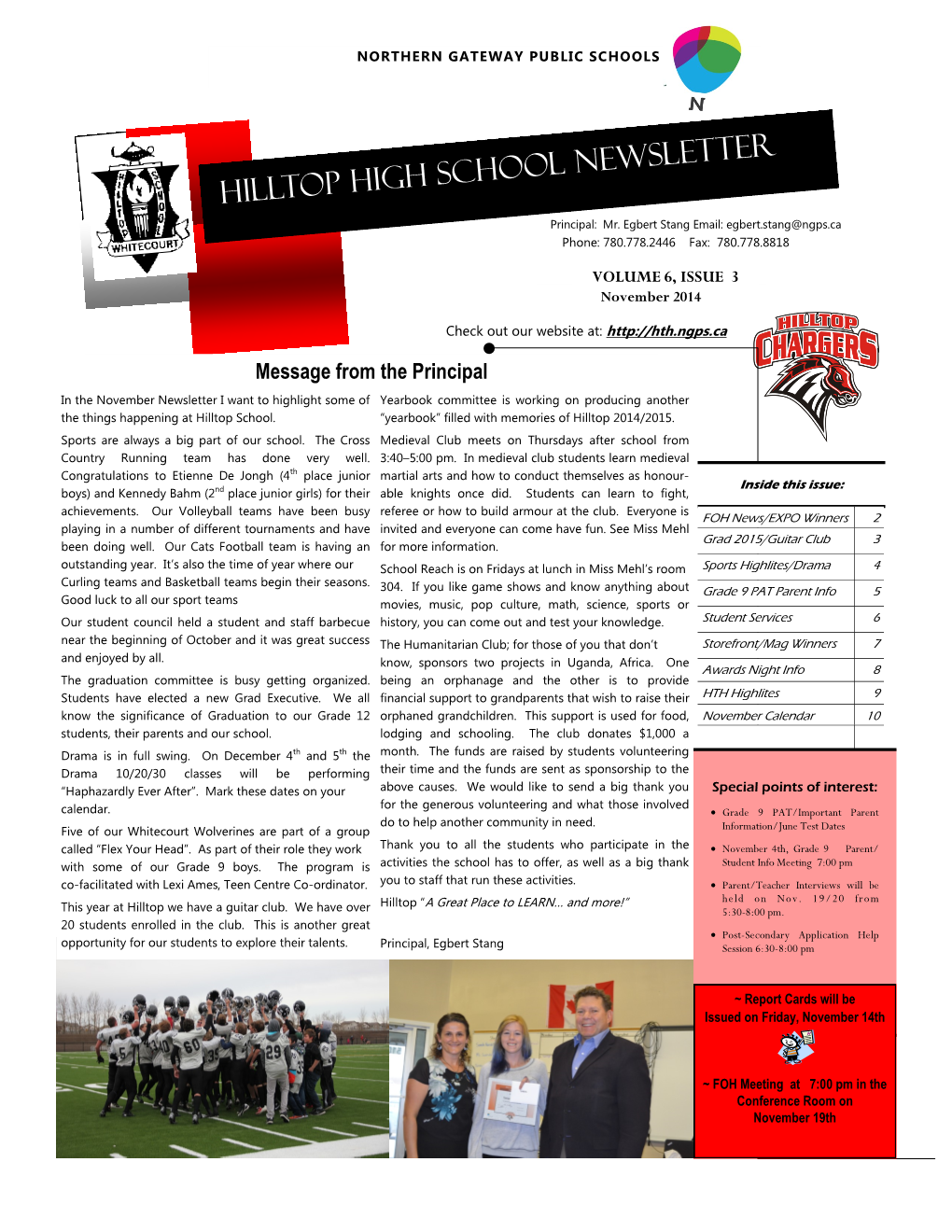 Hilltop High School Newsletter Principal: Mr