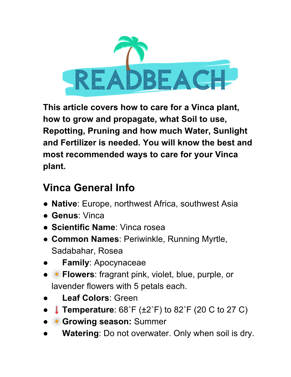 Download This Vinca Plant Care Guide in PDF So That You Can Easily Refer to It Offline - Whenever You Are in Need for a Reference