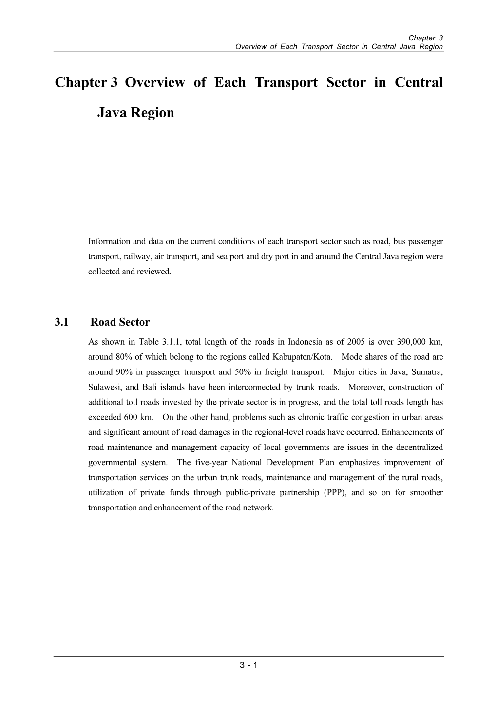 Chapter 3 Overview of Each Transport Sector in Central Java Region