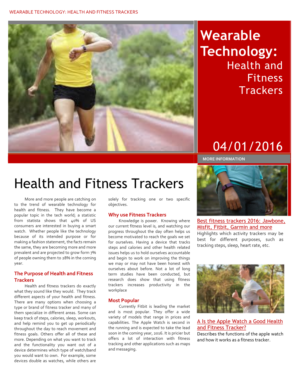 Wearable Technology: Health and Fitness Trackers