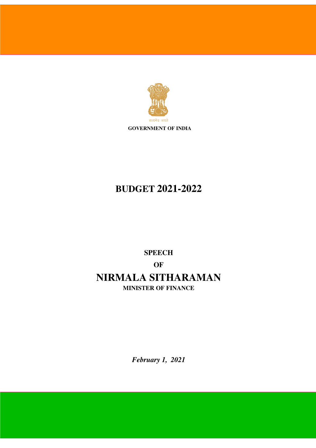 Budget 2021-2022 Nirmala Sitharaman