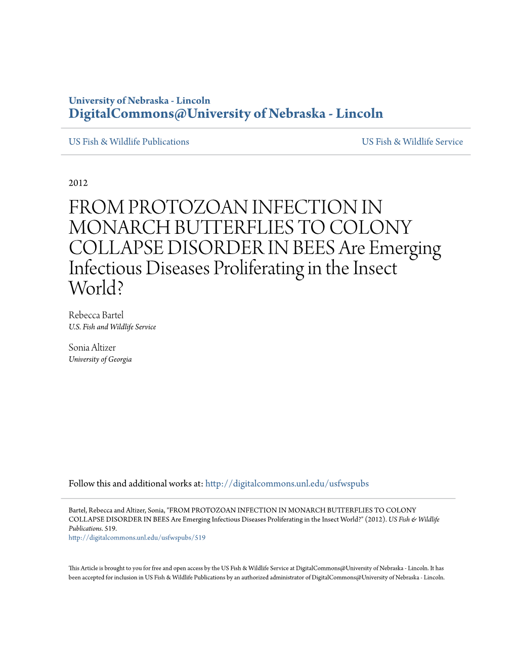 From Protozoan Infection in Monarch Butterflies To