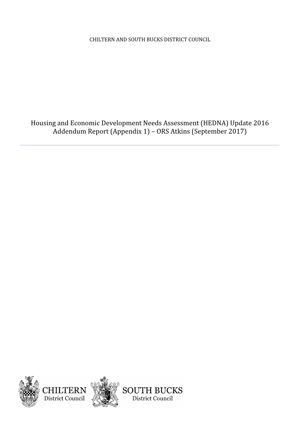 Housing and Economic Development Needs Assessment (HEDNA) Update 2016 Addendum Report (Appendix 1) – ORS Atkins (September 2017)