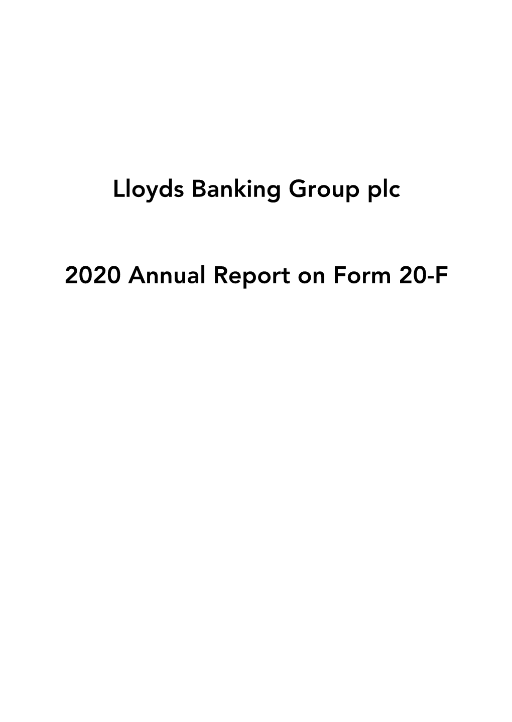 Lloyds Banking Group Plc 2020 Annual Report on Form 20-F