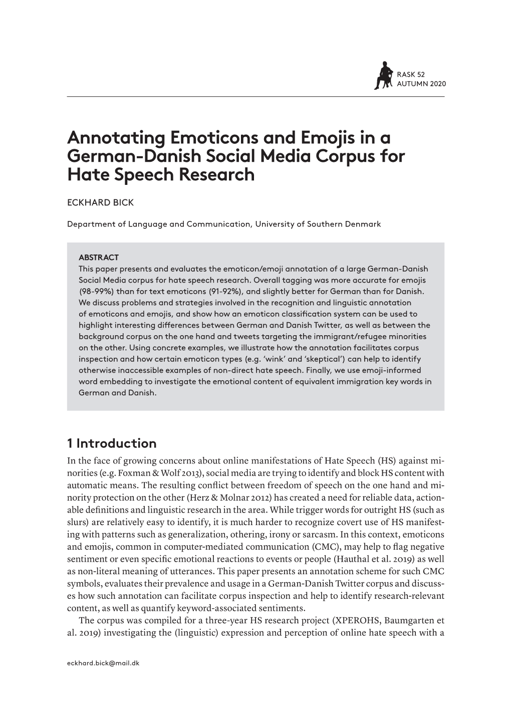 Annotating Emoticons and Emojis in a German-Danish Social Media Corpus for Hate Speech Research