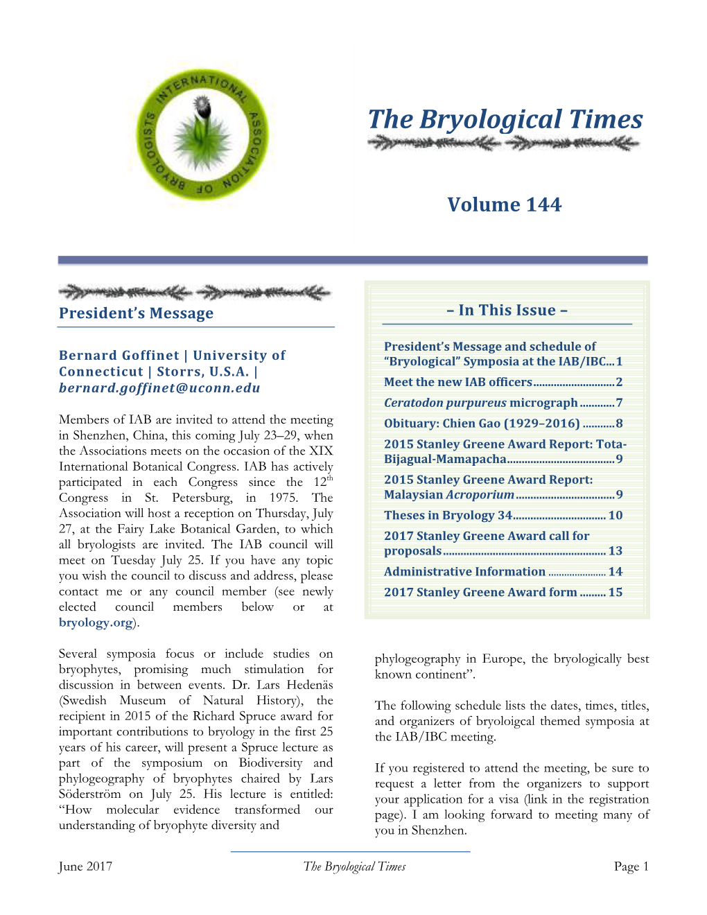 The Bryological Times #144