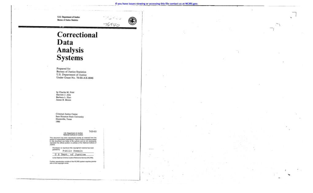 Correctional Data Analysis Systems