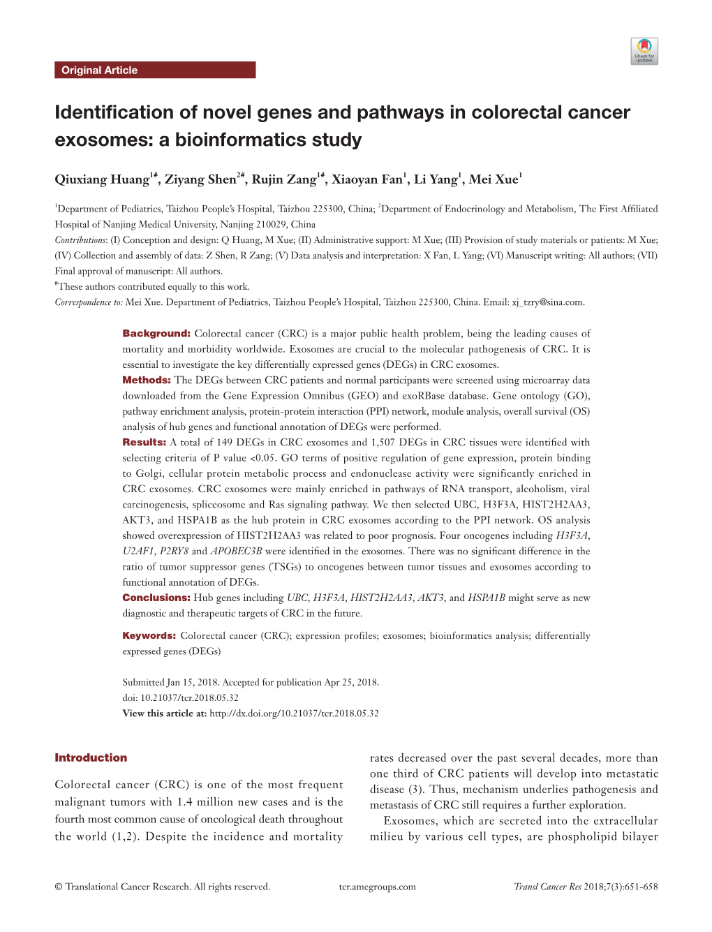 Identification of Novel Genes and Pathways in Colorectal Cancer Exosomes: a Bioinformatics Study