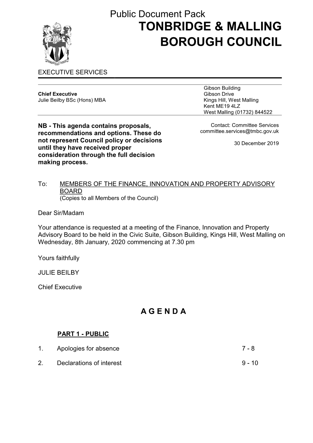 (Public Pack)Agenda Document for Finance, Innovation and Property Advisory Board, 08/01/2020 19:30