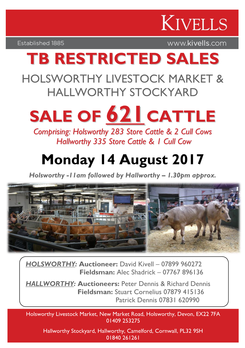 Tb Restricted Sales Sale of 621Cattle