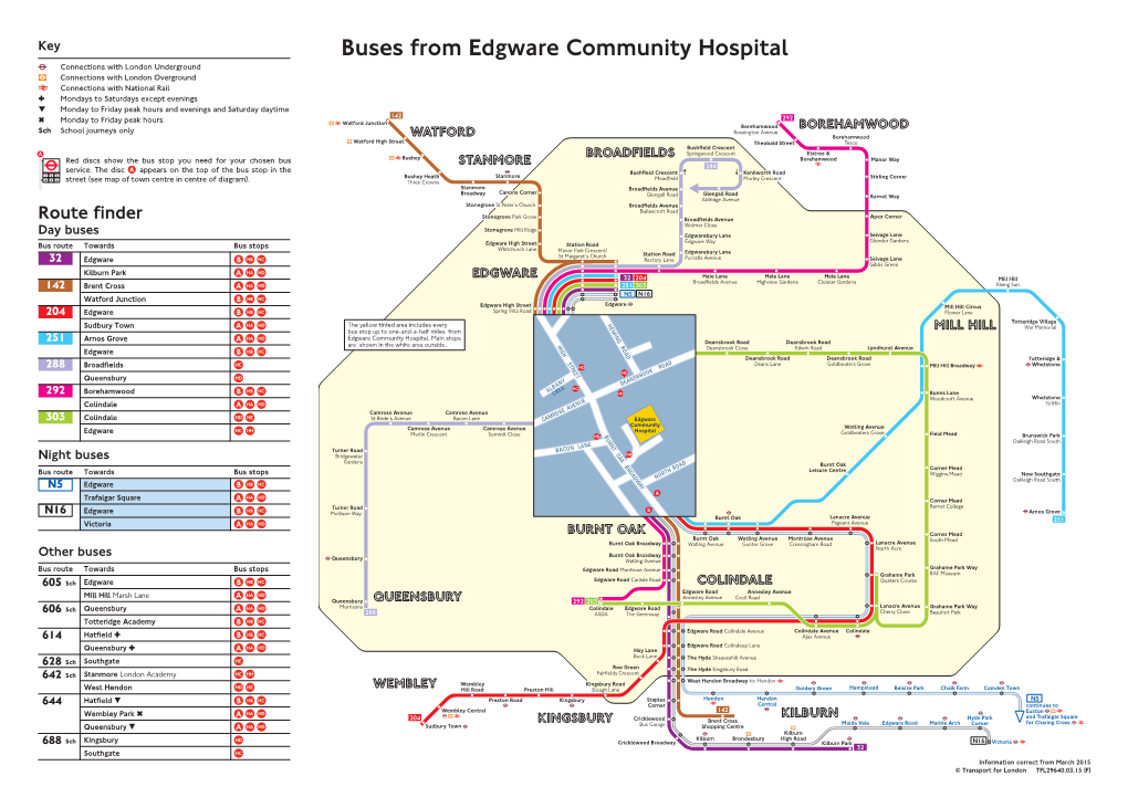 Buses from Edgware Community Hospital