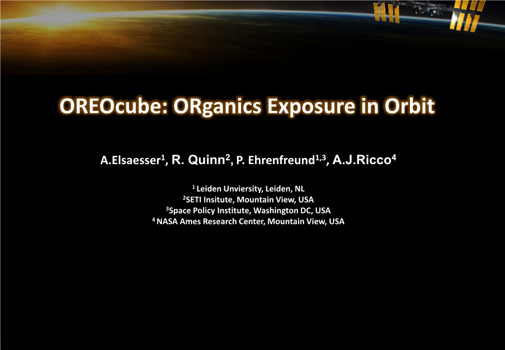 Oreocube: Organics Exposure in Orbit