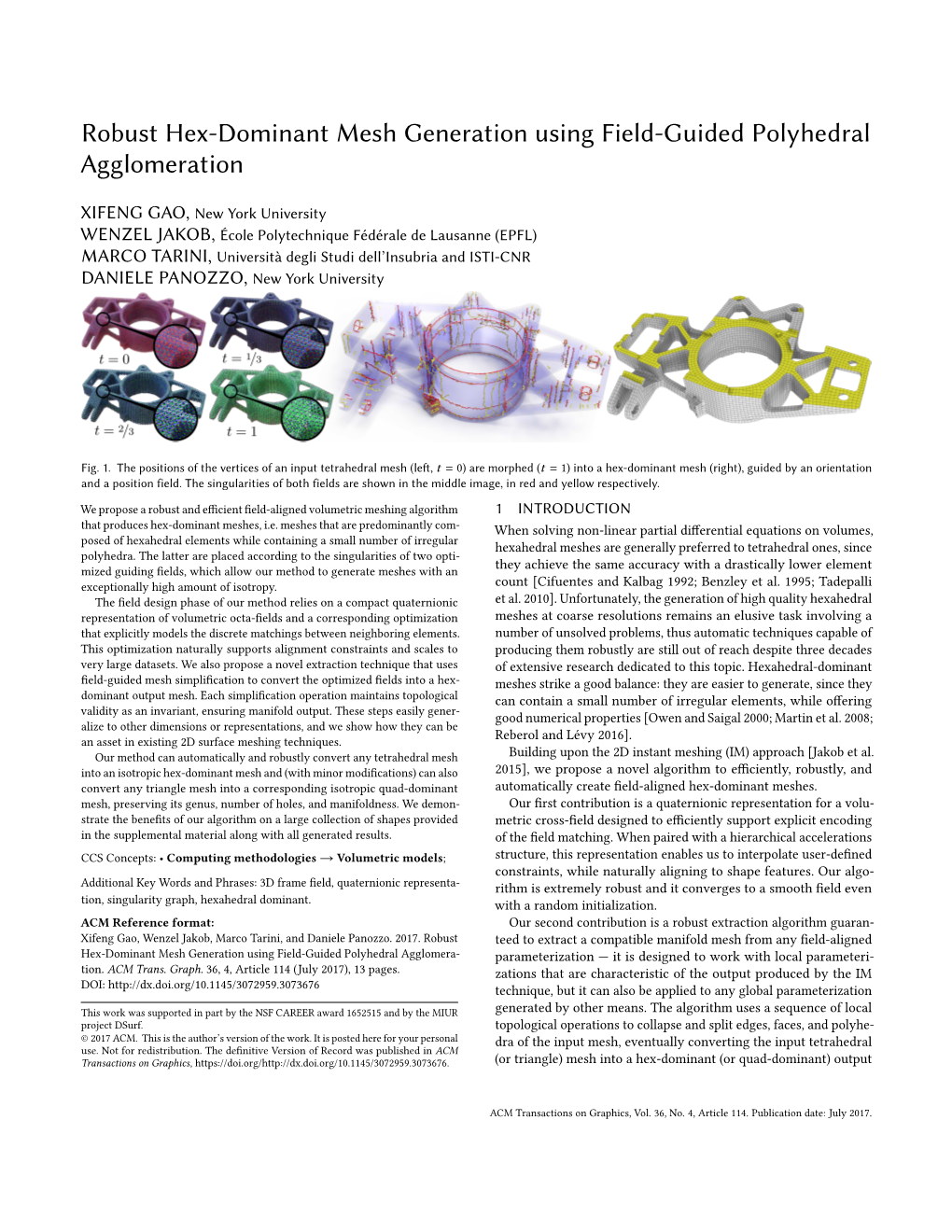 Robust Hex-Dominant Mesh Generation Using Field-Guided Polyhedral Agglomeration