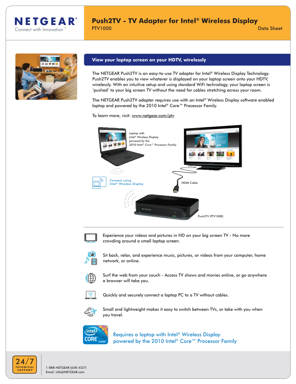 TV Adapter for Intel® Wireless Display PTV1000 Data Sheet