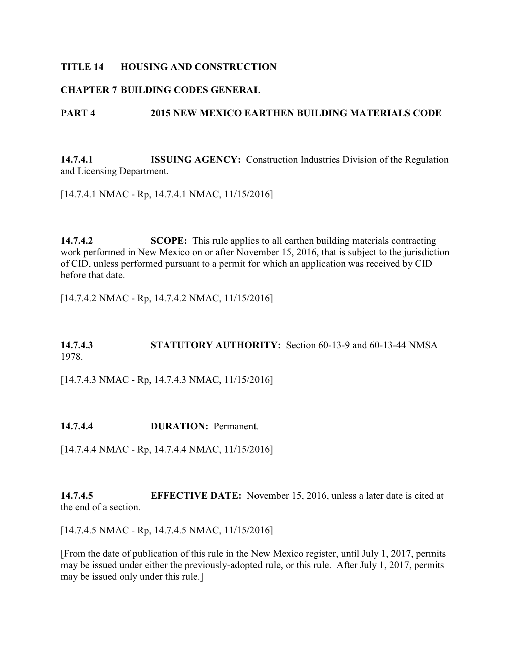 2015 New Mexico Earthen Building Materials Code