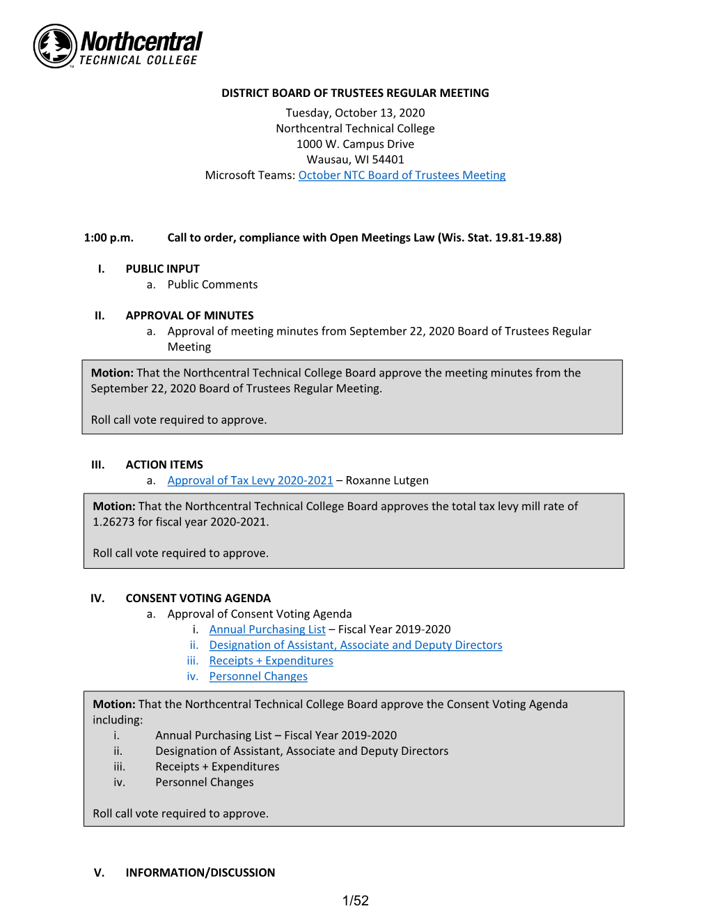 10-13-2020 NTC Board Agenda + Packet