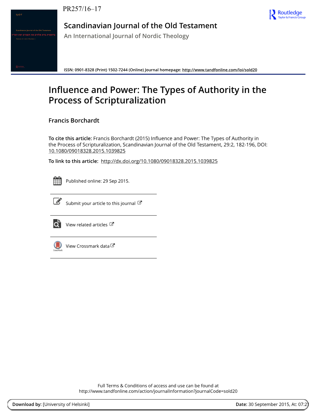 Influence and Power: the Types of Authority in the Process of Scripturalization
