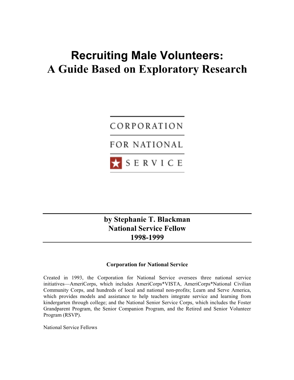 Recruiting Male Volunteers: a Guide Based on Exploratory Research