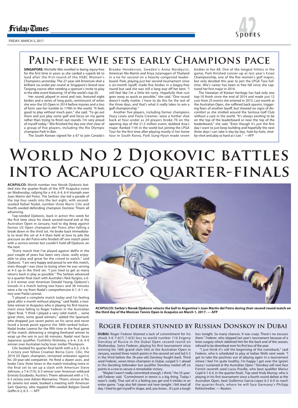 World No 2 Djokovic Battles Into Acapulco Quarter-Finals