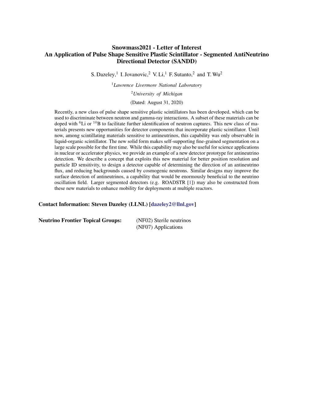 Segmented Antineutrino Directional Detector (SANDD)