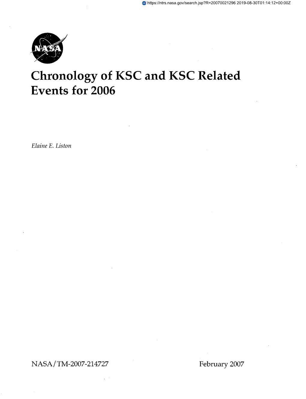 Chronology of KSC and KSC Related Events for 2006