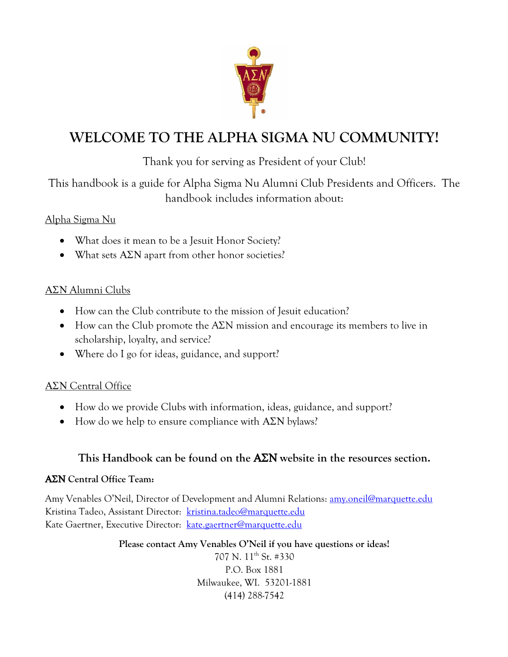 Alumni Club Handbook 2018