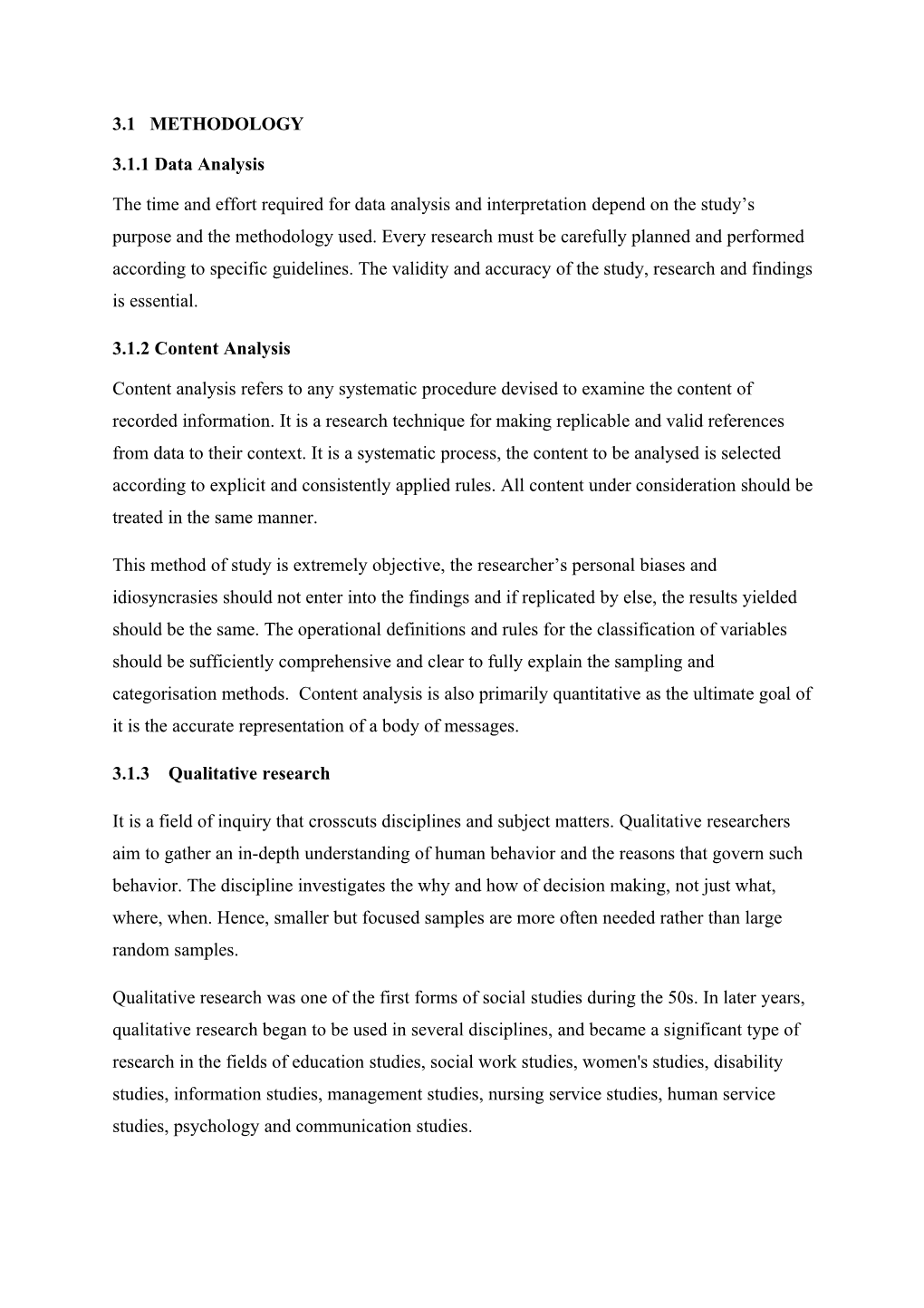 3.1 METHODOLOGY 3.1.1 Data Analysis the Time and Effort