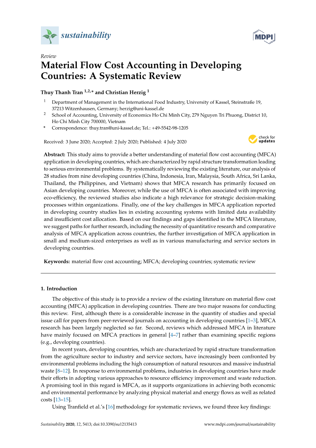 Material Flow Cost Accounting in Developing Countries: a Systematic Review