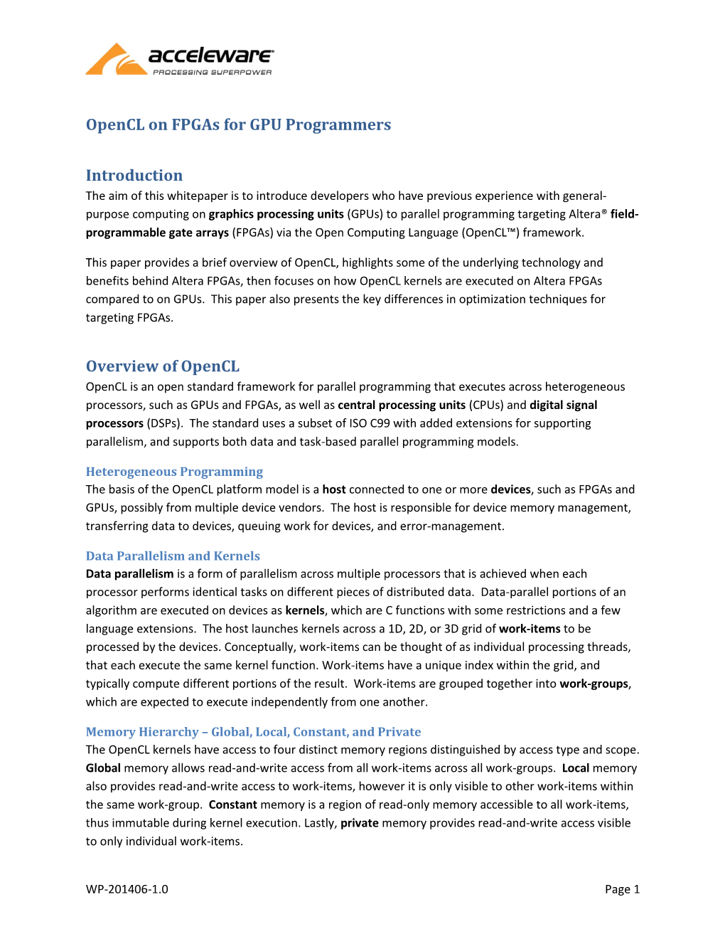 Opencl on Fpgas for GPU Programmers