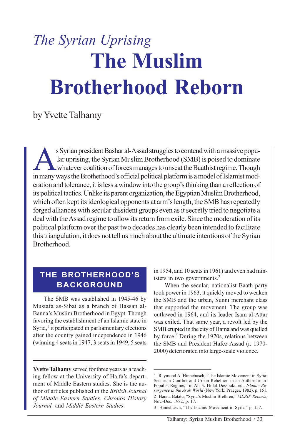 The Muslim Brotherhood Reborn by Yvette Talhamy