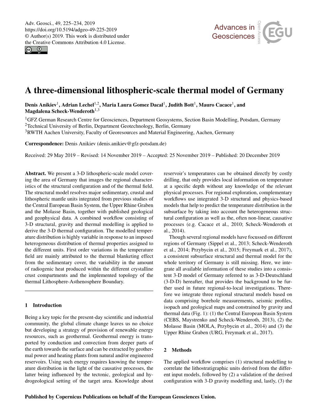 A Three-Dimensional Lithospheric-Scale Thermal Model of Germany
