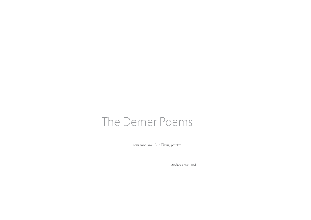 The Demer Poems