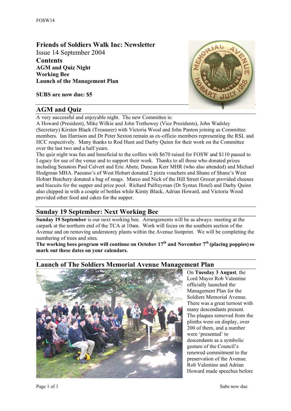 FOSMA Newsletter Issue 14